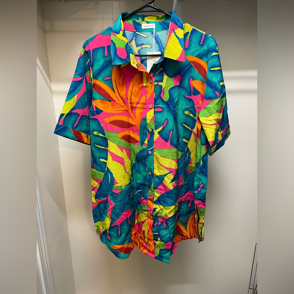 Vibrant Tropical Button-Up Shirt